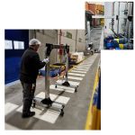 Portique de levage mobile en aluminum et ouvrier industrie