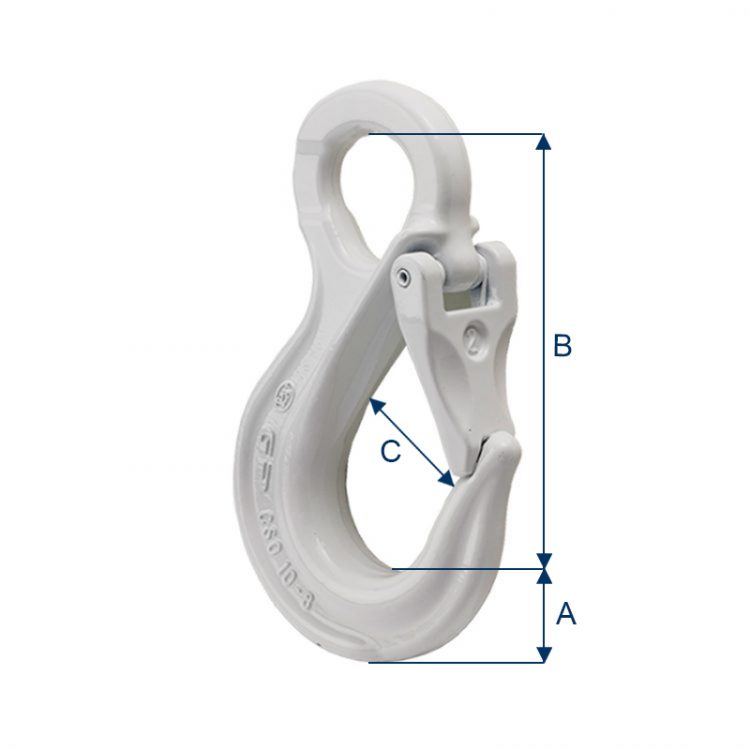 Crochet à œil avec linguet de sécurité Grade 80 CMU 1.12 à 12.8T - Accessoires de levage