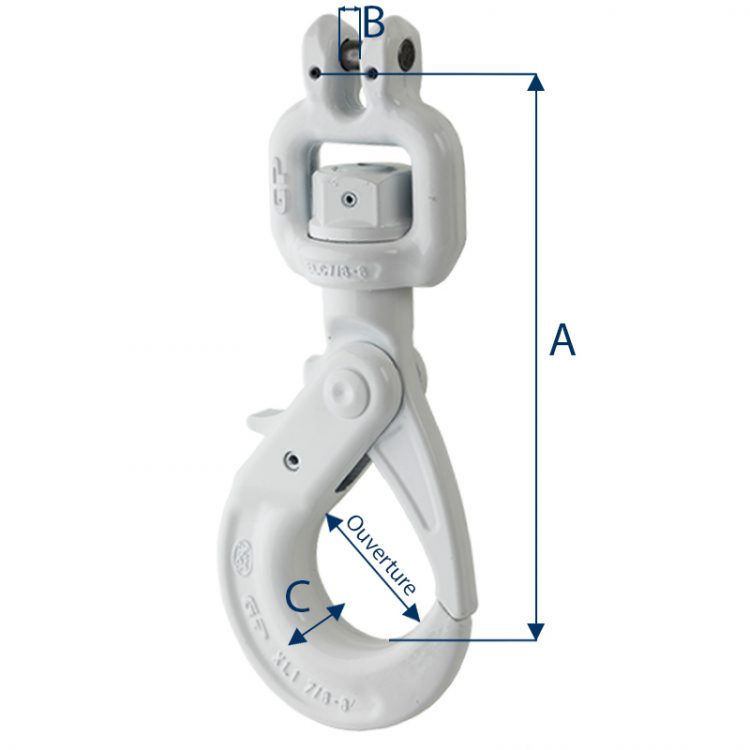 Crochet verrouillage automatique émerillon à chape Grade 80 CMU 0.8 à 3.2T - Accessoires de levage