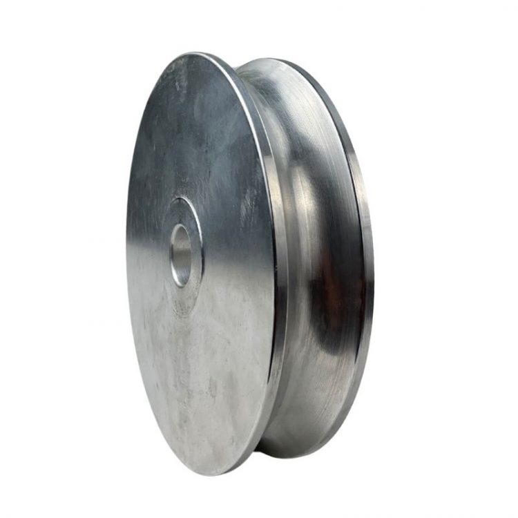 Pièce en réa aluminium pour corde de levage.