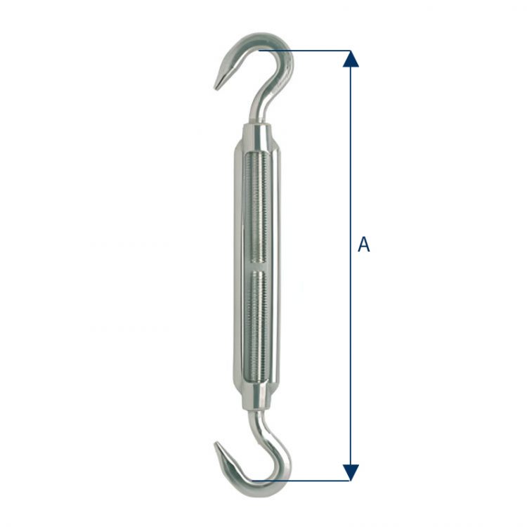 Tendeur en inox à deux crochets de 5 à 20mm - Accastillage & quincaillerie