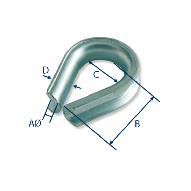 Cosse-cœur petite ouverture galvanisée de 6 à 26mm - Accastillage & quincaillerie