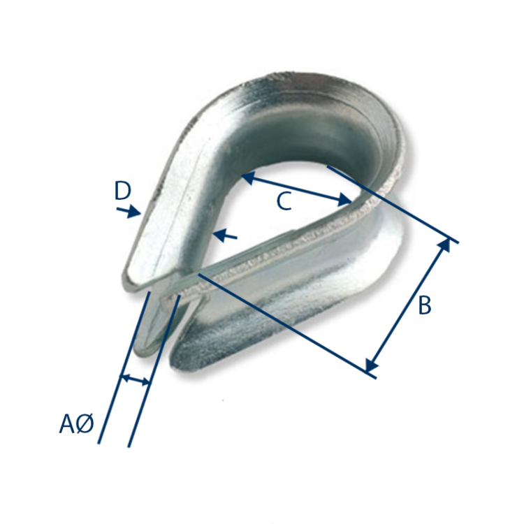 Cosse-cœur série légère galvanisée de 3 à 18mm - Accastillage & quincaillerie