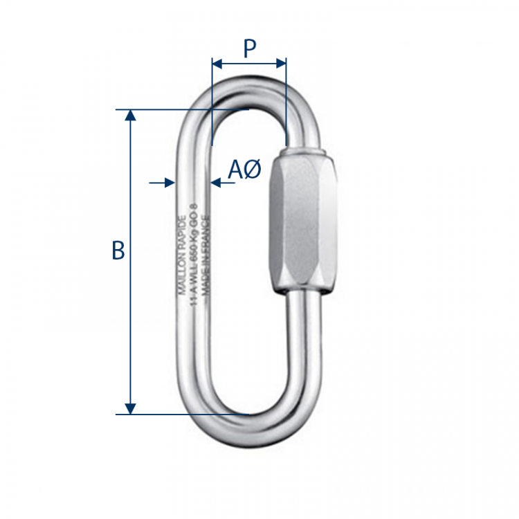 Maillon rapide en acier inoxydable à grande ouverture - Accastillage & quincaillerie