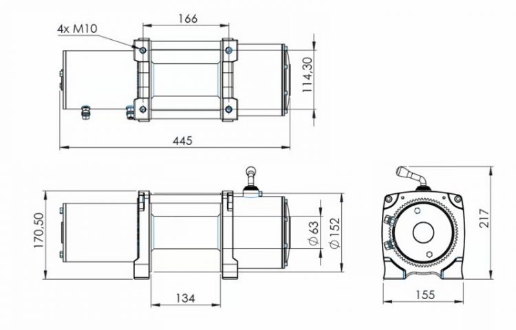Treuil Warden ES depanneuse dimensions